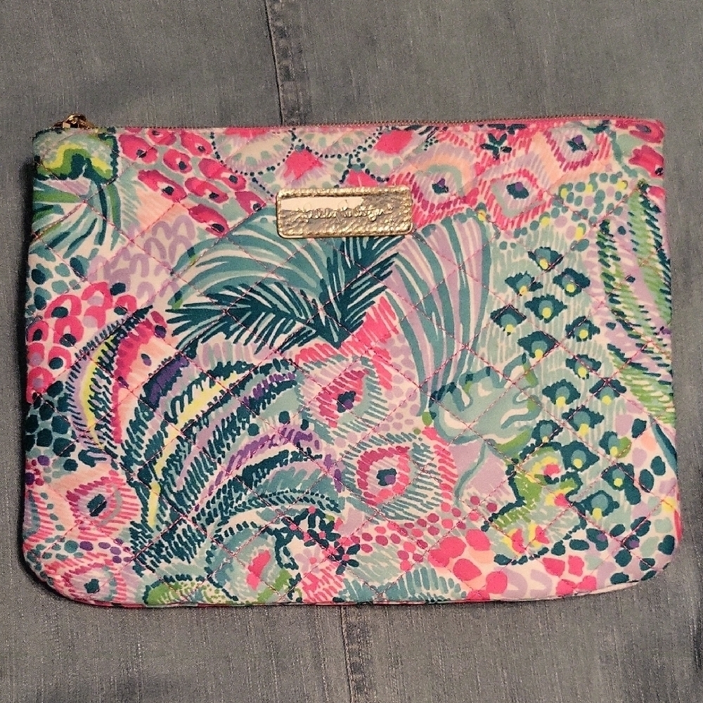 Lilly Pulitzer Colorful Zip Top Bag With Velcro Pocket